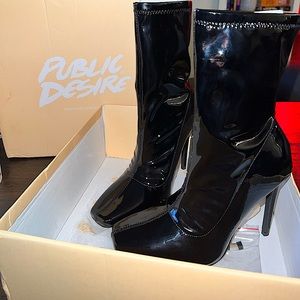 Public Desire - Black High Heeled Ankle Boots